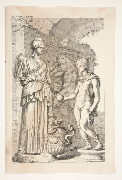 ミネルバとパリ、古代彫刻の賞賛より 作： Joachim von Sandrart