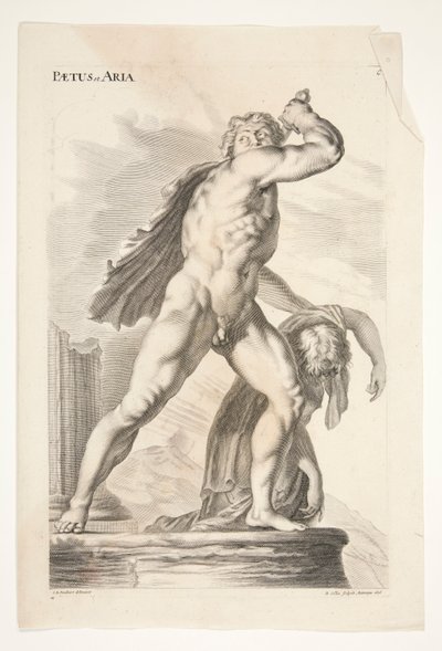 パエトゥスとアリア、「古代の賞賛の彫刻」より 作： Joachim von Sandrart
