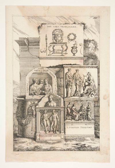 碑文のあるローマのレリーフ 作： Joachim von Sandrart