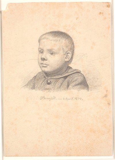 男の子のポートレート、左から 3/4 横顔 作： Joakim Frederik Skovgaard