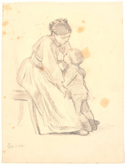 4～5歳の男の子に母乳を与える母親 作： Joakim Frederik Skovgaard