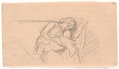 ソファに座って膝の上に子供を持つ女性 作： Joakim Frederik Skovgaard