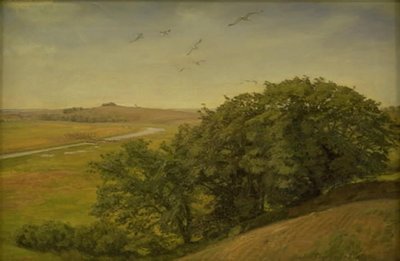 斜面に木々のある風景 作： Joakim Frederik Skovgaard