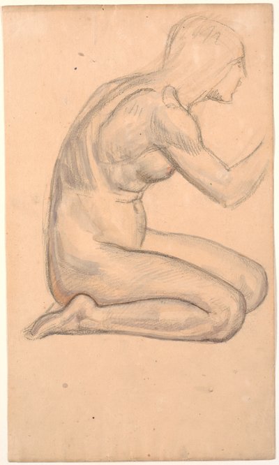 モデル研究; 横顔でひざまずく女性 作： Joakim Frederik Skovgaard