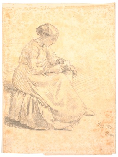 座って読書する女性 作： Joakim Frederik Skovgaard