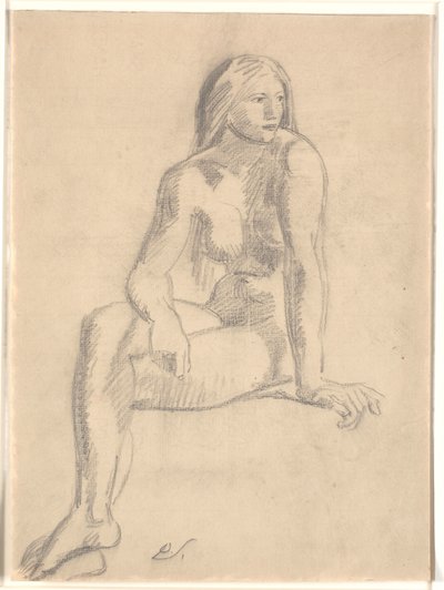 座っている若い裸の女性 作： Joakim Frederik Skovgaard