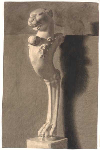 石膏の後に描画します。 アンティーク（？）の彫刻を模写。 ライオンの頭と足の飾り 作： Joakim Frederik Skovgaard