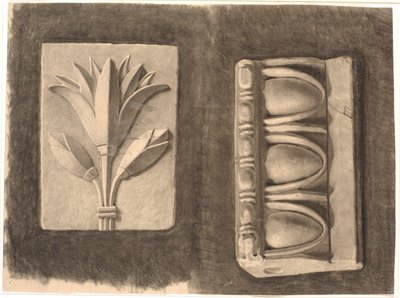 石膏の後に描画します。 2 つの装飾的な断片 作： Joakim Frederik Skovgaard
