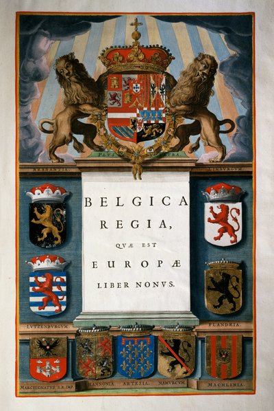 Belgica Regia quae est Europae (Belgium), Book IX, title page Volume IV, Atlas maior, by Joan Blaeu (1596-1673), copper engraving, 57.5x39 cm, Amsterdam 作： Joan Blaeu