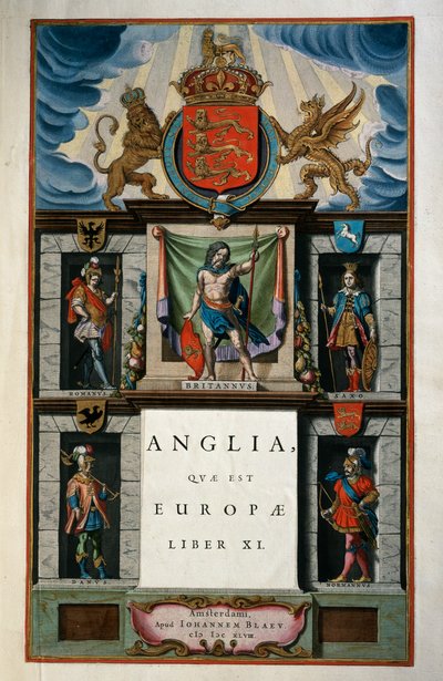East Anglia quae Europae (England), Book XI, title page Volume V, Atlas maior, Joan Blaeu (1596-1673) 著, 銅版画, 57.5x39 cm, Amsterdam 作： Joan Blaeu