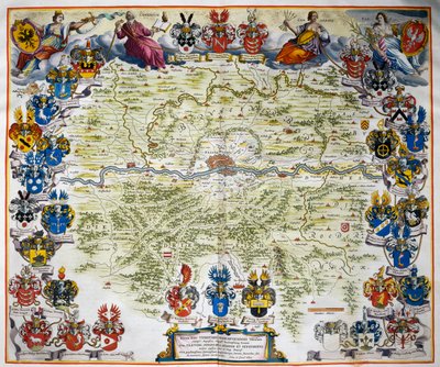 フランクフルトとその領土、Joan Blaeu（1596-1673）による全11巻のアトラス「Atlas Maior」より、第3巻、銅版画、57.5x39cm、アムステルダム 作： Joan Blaeu
