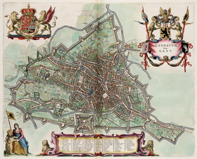 ゲント、ベルギーの地図。アトラスファンルーンから 作： Joan Blaeu