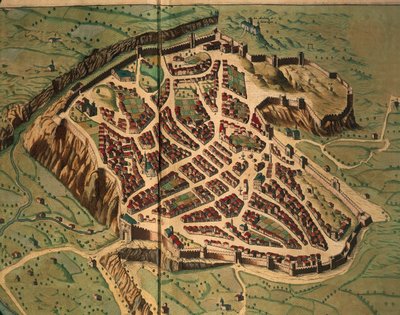 Joan BlaeuのTheatrum civitatum et admirandorum ItaliaeのAcquapendenteの地図、彫刻。 作： Joan Blaeu