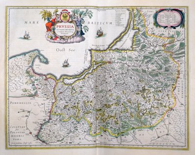 東プロイセンの地図。「Le Theatre du Monde」または「Nouvel Atlas」より 作： Joan Blaeu