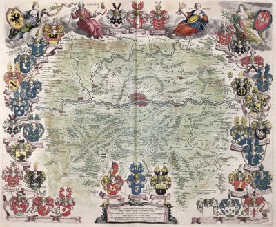 フランクフルトとその周辺地域の地図、「Nova Hanc Territori Francofurtensis Tabulum」、1649 作： Joan Blaeu
