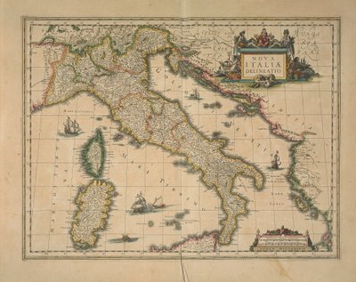 ジョアン・ブラウによるイタリアの地図 作： Joan Blaeu