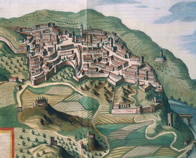 ナルニの地図、Joan BlaeuのTheatrum civitatum et admirandorum Italiaeより、エングレーヴィング。 作： Joan Blaeu