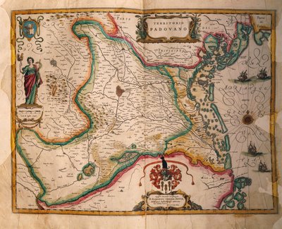 Joan BlaeuのTheatrum civitatum et admirandorum Italiaeからのパドヴァン・ドメインの地図、彫刻。 作： Joan Blaeu