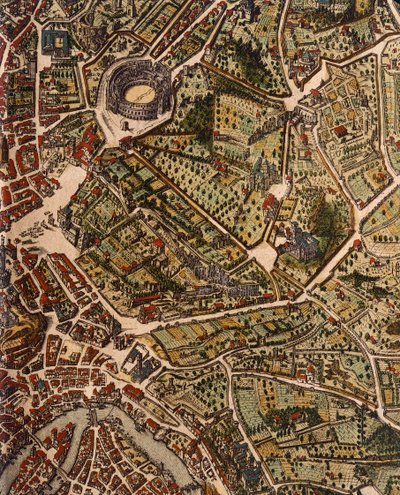 ジョアン・ブラウ（1596-1673）によるローマの地図、イタリアの「Theatrum Civitatum et Admirandorum Italiae, ad Aevi Veteris et Praesentis Temporis Faciem Expressum」からのプリント。 作： Joan Blaeu