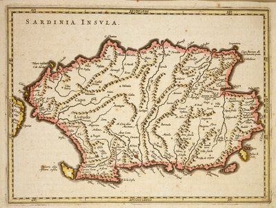 サルデーニャ地方の地図、Joan Blaeu作 作： Joan Blaeu