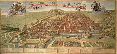 イタリアで印刷されたJoan Blaeuの『Theatrum Sabaudiae』からのトリノの地図。 作： Joan Blaeu
