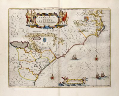 バージニア州とフロリダ州の地図、1667年 作： Joan Blaeu