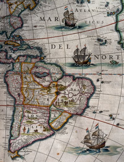北大西洋と南アメリカ、第11巻、アトラス・マイオール、ジョアン・ブラウ（1596-1673）作、銅版画、アムステルダム 作： Joan Blaeu