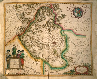 ヴィチェンツァ県（ジョアン・ブラウ作『イタリアの市民と首長の歴史』より）、エングレーヴィング 作： Joan Blaeu