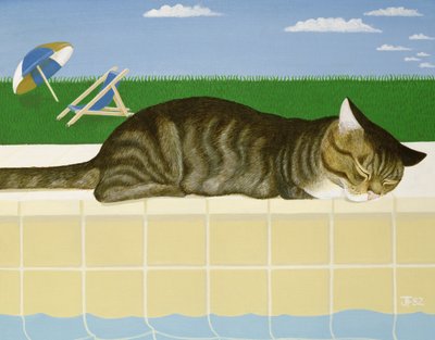 プールサイドのトラ猫 作： Joan Freestone
