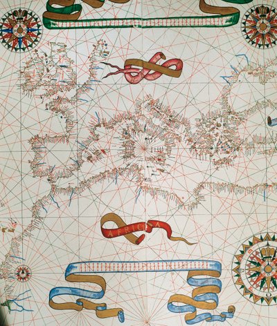 1587年のヨーロッパとアフリカ北部の海岸の地図 作： Joan Martines