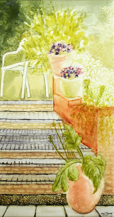 Cynthias Garden; Steps and Pots、2009、 作： Joan Thewsey