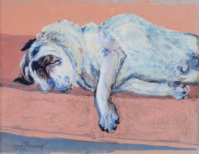 Sleeping Pug Two、2000、（ink and gouache） 作： Joan Thewsey