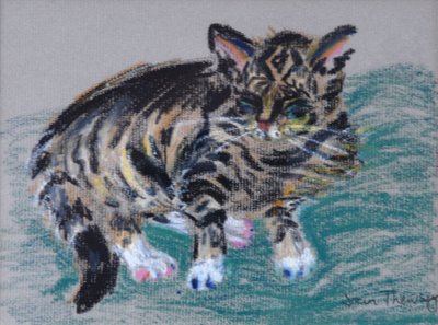 ぶち猫、2005（パステル） 作： Joan Thewsey