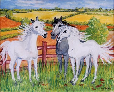 3匹のやっかいな馬、2002年、（ガッシュ） 作： Joan Thewsey