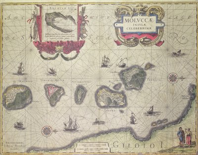 ハルマヘラ沖のモルッカ諸島を示す地図、1640 作： Joannes Jansson