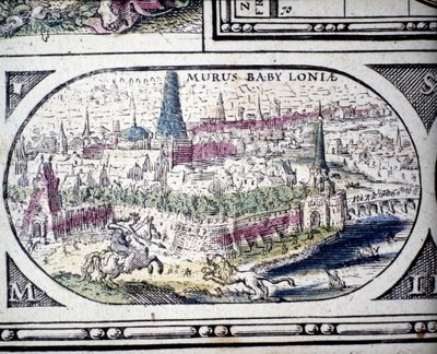 1630年にアムステルダムで印刷されたヤンソンヤンソニウスのアトラスに掲載されている「古代の七不思議：バビロンの庭園」の表現。 作： Joannes Jansson