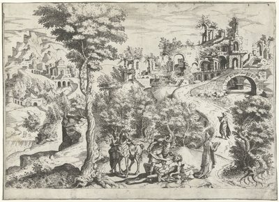 良きサマリア人のいる風景 作： Joannes van Doetechum (I) (attributed to)