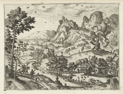 鷹狩りのある風景 風景、海景、想像力豊かな街並み（シリーズ名） 作： Joannes van Doetechum (I) (attributed to)