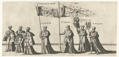 Deel van de optocht, nr. 4分の3 Begrafenisoptocht van keizer Karel V、1558（シリーズタイトル） Bru の街で祝われた、非常に偉大で非常に勝利した皇帝チャールズ 5 世の葬儀と葬儀で行われた壮大で豪華な葬儀パンプ 作： Joannes van Doetechum (I)