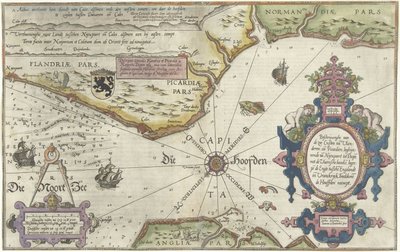 フランダース、ノルマンディー、イングランドの海岸の地図 海の説明 Custen van Vlanderen ende Picardien (...) (オブジェクトのタイトル) 作： Joannes van Doetechum (I)