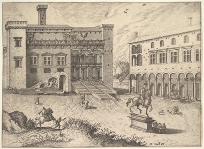 シリーズ Operum antiquorum romanorum からのカピトリーノの丘のカンピドリオの眺め、1562 年 作： Joannes van Doetecum