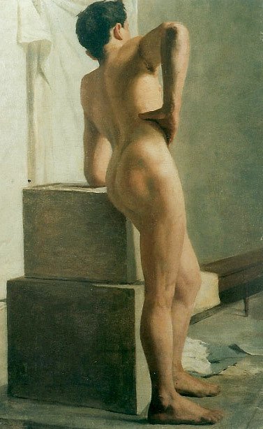 後ろから見た男性のヌードポルトガル語：Nu masculino de costasn 作： Joao Batista da Costa