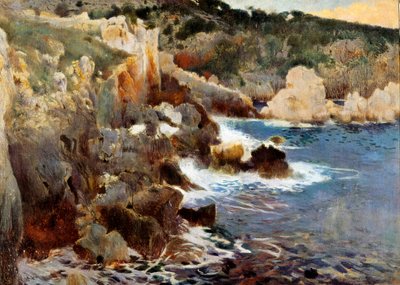 魅惑の入り江（マヨルカ、マヨルカ島）。Joaquim Mir i Trinxet (1873-1940)による絵画、1901年頃。キャンバスに油彩。バルセロナ、カタルーニャ国立美術館。 作： Joaquin Mir Trinxet