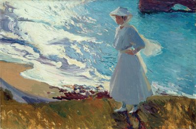 ビアリッツのビーチにいるマリア、あるいは『コントルジュール』 作： Joaquín Sorolla
