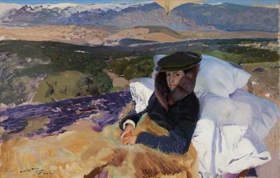 1906 年、エル・パルドでの回復期のマリア。 作： Joaquin Sorolla y Bastida