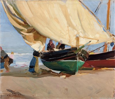 漁師、孤立したボート、バレンシア。漁師、孤立したボート、バレンシア、 作： Joaquín Sorolla