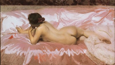 裸の女性。ホアキン・ソローラ（1863-1923）の絵画 作： Joaquín Sorolla