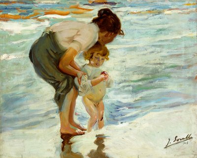 ビーチで、1908 作： Joaquín Sorolla