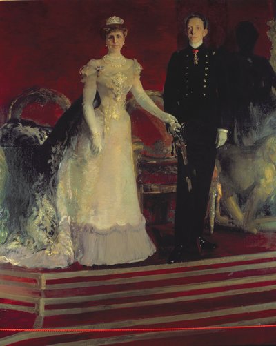 スペイン国王アルフォンソ 13 世と母マリア クリスティーナ女王の肖像 作： Joaquin Sorolla y Bastida