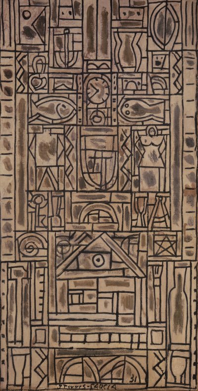 モノクロの普遍的な対称構図 作： Joaquin Torres Garcia